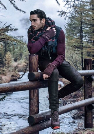 Dunkellila Stiefel kombinieren – 36 Herren Outfits