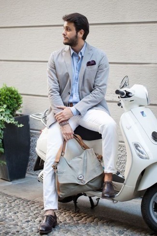 Dunkellila Leder Brogues kombinieren – 11 Herren Outfits