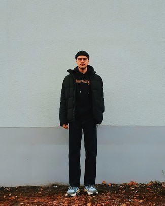 schwarzer bedruckter Pullover mit einem Kapuze von Comme des Garcons Homme