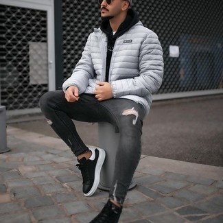 schwarze und weiße Leder niedrige Sneakers von Giuliano Galiano