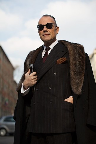 Wie Businesshemd mit Mantels mit einem Pelzkragen zu kombinieren – 38 Herren Outfits