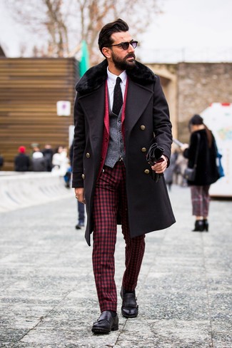 Wie Businesshemd mit Mantels mit einem Pelzkragen zu kombinieren – 38 Herren Outfits