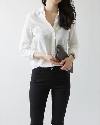 Wie Businesshemd mit enger Jeans zu kombinieren – 613+ Damen Outfits