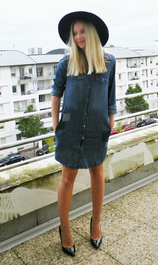 dunkelblaues Jeans Freizeitkleid von See by Chloe