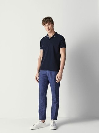 dunkelblaue Leinen Chinohose von Tom Tailor