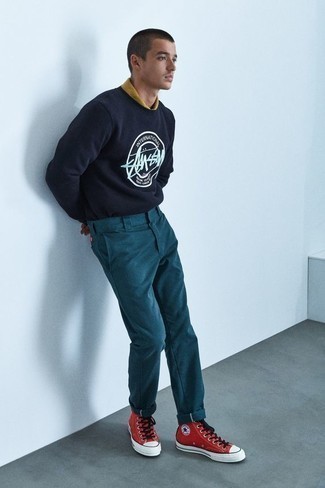 dunkelblaues und weißes bedrucktes Sweatshirt von MAAP