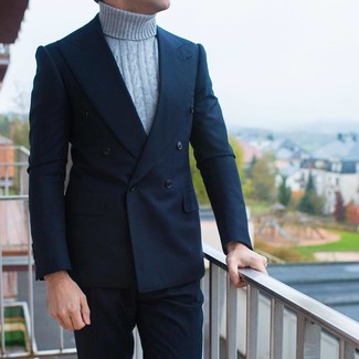 Welche Sakkos mit dunkelblauer und grüner Anzughose zu tragen – 246 Elegante Herbst Herren Outfits: Entscheiden Sie sich für ein Sakko und eine dunkelblaue und grüne Anzughose, um vor Klasse und Perfektion zu strotzen. Ein perfekt passender Look für den Herbst, oder?