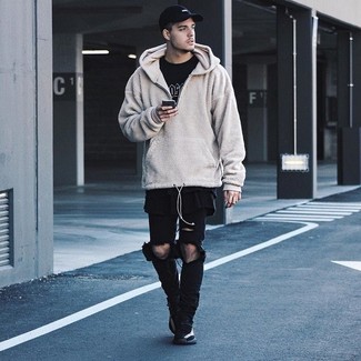 Fleece-Pullover mit einem Kapuze kombinieren – 56 Herren Outfits