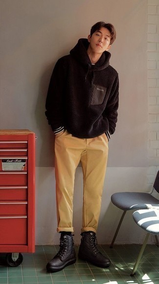 Fleece-Pullover mit einem Kapuze kombinieren – 56 Herren Outfits