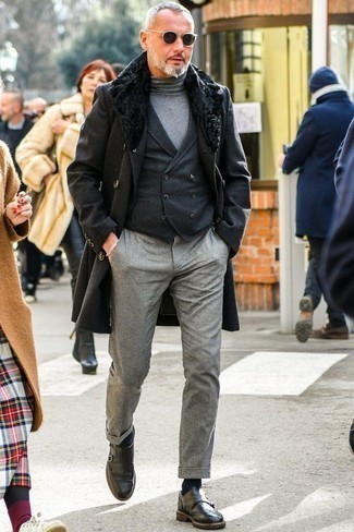 Wie Mantel mit einem Pelzkragen mit Chinohose zu kombinieren – 33 Herren Outfits