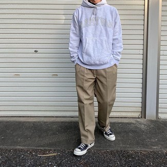 grauer bedruckter Pullover mit einem Kapuze von Junya Watanabe MAN