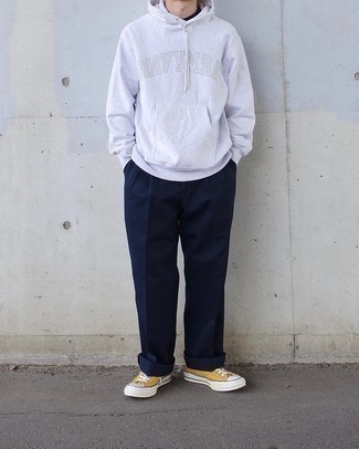 grauer bedruckter Pullover mit einem Kapuze von Junya Watanabe MAN
