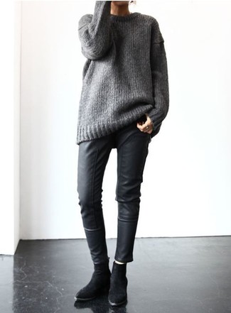 grauer Strick Oversize Pullover von By Malene Birger