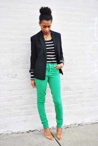 Grüne enge Jeans kombinieren – 24 Damen Outfits
