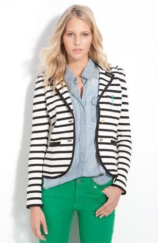 Grüne enge Jeans kombinieren – 24 Damen Outfits