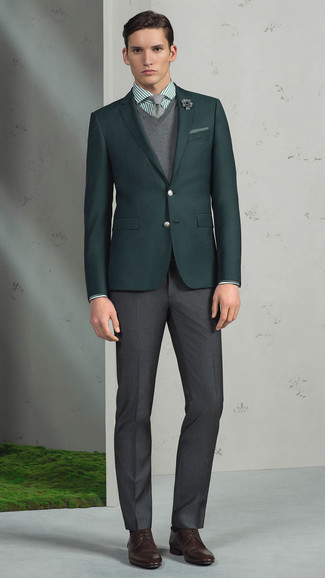 Grünes vertikal gestreiftes Businesshemd kombinieren – 34 Herren Outfits