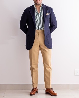 Grünes vertikal gestreiftes Businesshemd kombinieren – 34 Herren Outfits
