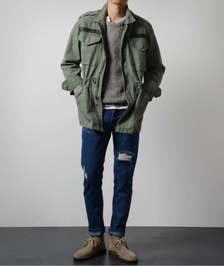 Welche Polohemden mit grauen Pullovers mit einem Rundhalsausschnitt zu tragen – 19 Herren Outfits