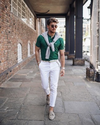 Welche Polohemden mit grauen Pullovers mit einem Rundhalsausschnitt zu tragen – 19 Herren Outfits