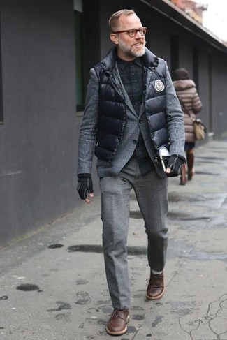 Graues Wollsakko mit Fischgrätenmuster kombinieren – 92 Herren Outfits