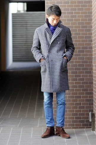 Grauen Mantel mit Hahnentritt-Muster kombinieren – 63 Herren Outfits