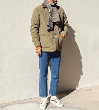 Grauen Schal mit Hahnentritt-Muster kombinieren – 9 Herren Outfits