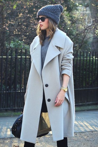 Graue Strick Mütze kombinieren – 31 Damen Outfits