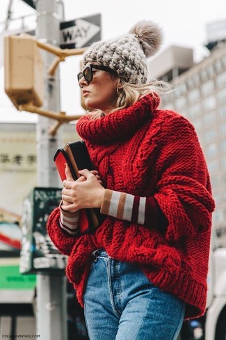 Graue Strick Mütze kombinieren – 31 Damen Outfits
