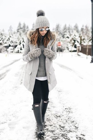 Graue Strick Mütze kombinieren – 31 Damen Outfits