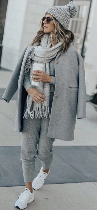 Graue Strick Mütze kombinieren – 31 Damen Outfits