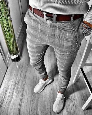 Graue Chinohose mit Schottenmuster kombinieren – 136 Herbst Herren Outfits