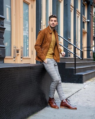 Graue Chinohose mit Schottenmuster kombinieren – 136 Herbst Herren Outfits