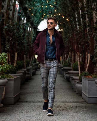 Graue Chinohose mit Schottenmuster kombinieren – 136 Herbst Herren Outfits