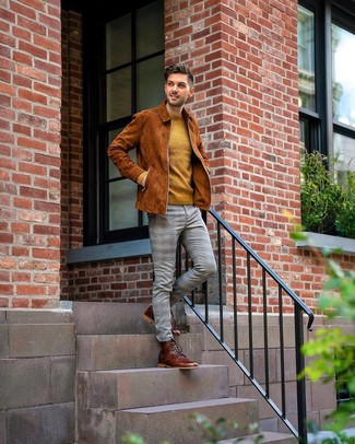 Graue Chinohose mit Schottenmuster kombinieren – 136 Herbst Herren Outfits