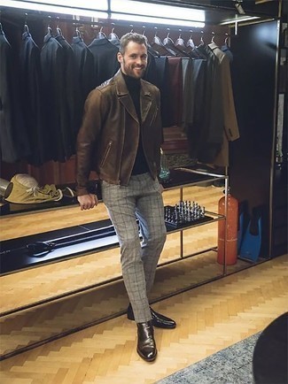 Graue Chinohose mit Schottenmuster kombinieren – 136 Herbst Herren Outfits