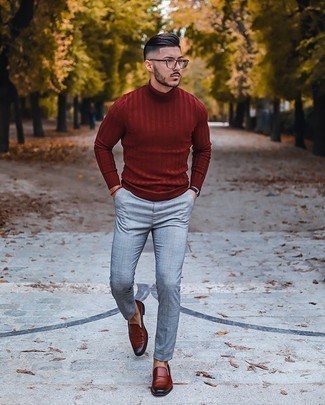 Graue Chinohose mit Schottenmuster kombinieren – 136 Herbst Herren Outfits