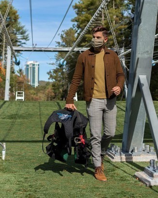 Graue Chinohose mit Schottenmuster kombinieren – 136 Herbst Herren Outfits