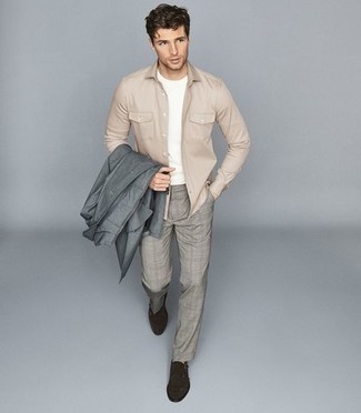 Graue Chinohose mit Schottenmuster kombinieren – 136 Herbst Herren Outfits