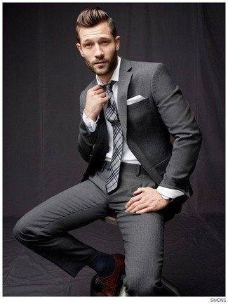 Graue Krawatte mit Schottenmuster kombinieren – 62 Herren Outfits
