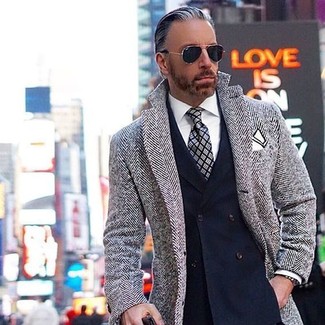 Graue Krawatte mit Schottenmuster kombinieren – 62 Herren Outfits