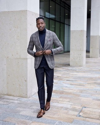Graue Wolljacke mit Schottenmuster kombinieren – 46 Frühling Herren Outfits
