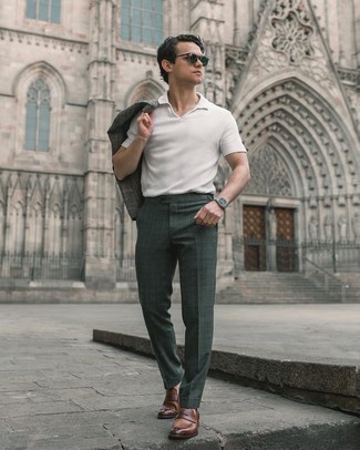 Graue Wolljacke mit Schottenmuster kombinieren – 46 Frühling Herren Outfits