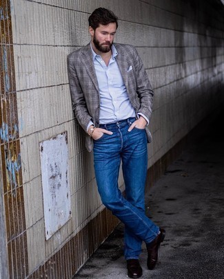 Graue Wolljacke mit Schottenmuster kombinieren – 46 Frühling Herren Outfits