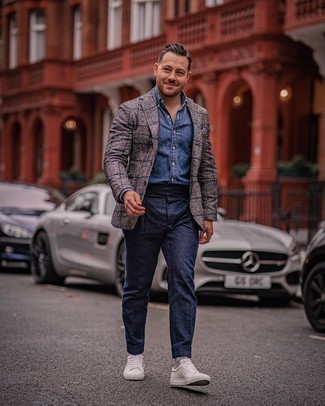Graue Wolljacke mit Schottenmuster kombinieren – 46 Frühling Herren Outfits