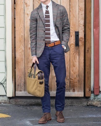 Graue Wolljacke mit Schottenmuster kombinieren – 46 Frühling Herren Outfits