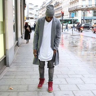 Graue enge Jeans mit Destroyed-Effekten kombinieren – 218 Herren Outfits