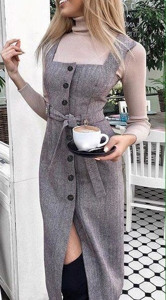 Graues Etuikleid kombinieren – 35 Damen Outfits