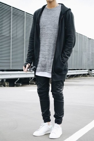 Wie grauen Pullover mit schwarzer Hose zu kombinieren – 811+ Herbst Herren Outfits