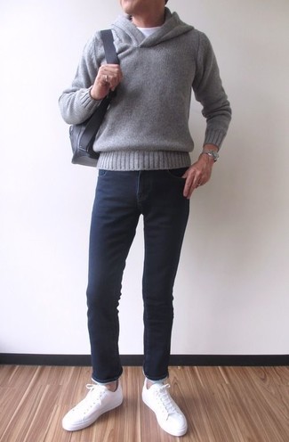 Wie grauen Pullover mit schwarzer Hose zu kombinieren – 78 Lässige Herren Outfits