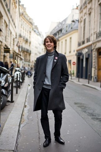Teenager: Wie grauen Pullover mit schwarzer Hose zu kombinieren – 44 Herren Outfits